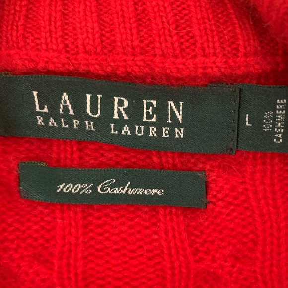 Ralph Lauren 100% Cashmere red cardigan fully zipped front closure mock neck USL - Picture 3 of 5